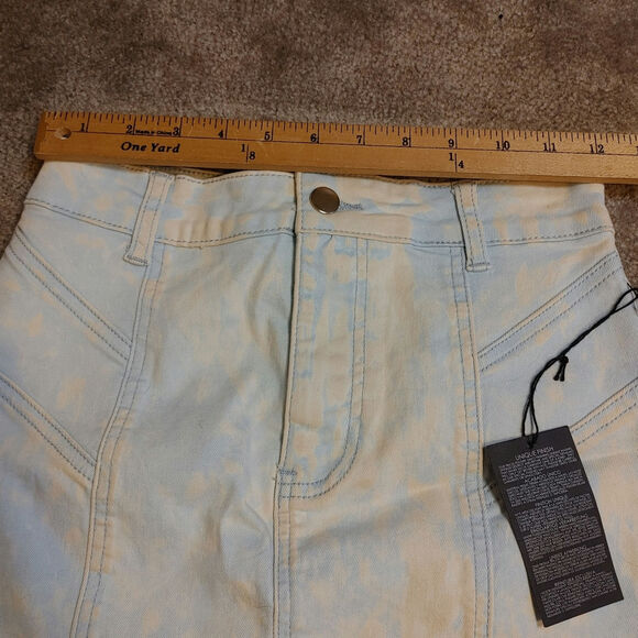 Forever 21 Size Small NEW NWT Light Sky Blue Cream Skirt Unique Marble Cotton - Picture 8 of 9